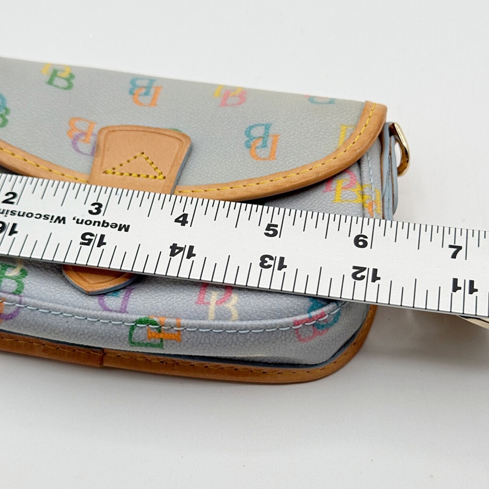 Dooney & Bourke Rainbow Monogram Blue Coated Canvas Wristlet Pouch - Picture 7 of 9